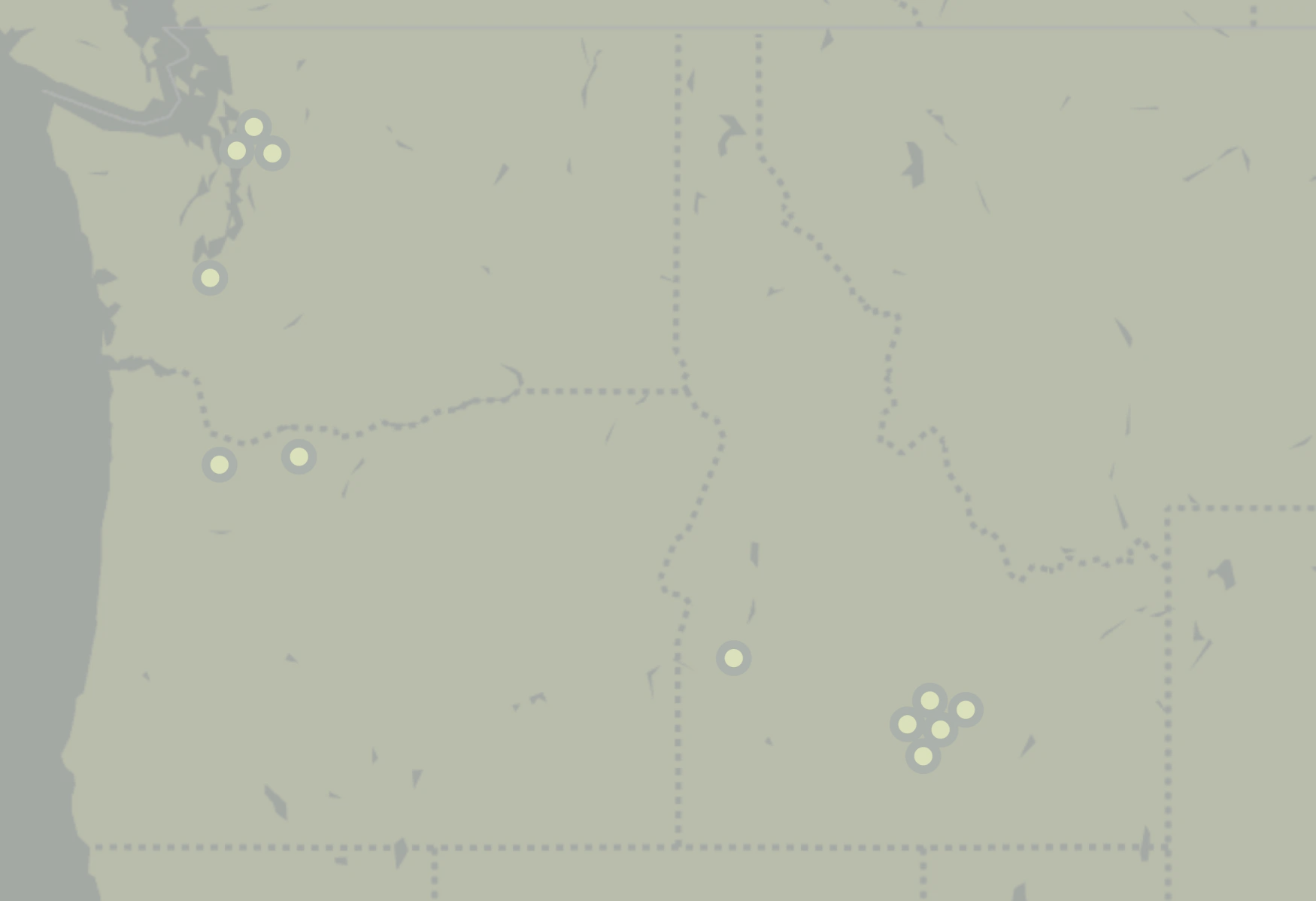 a vector map of the northwest united states with map pins scattered across idaho oregon and washington